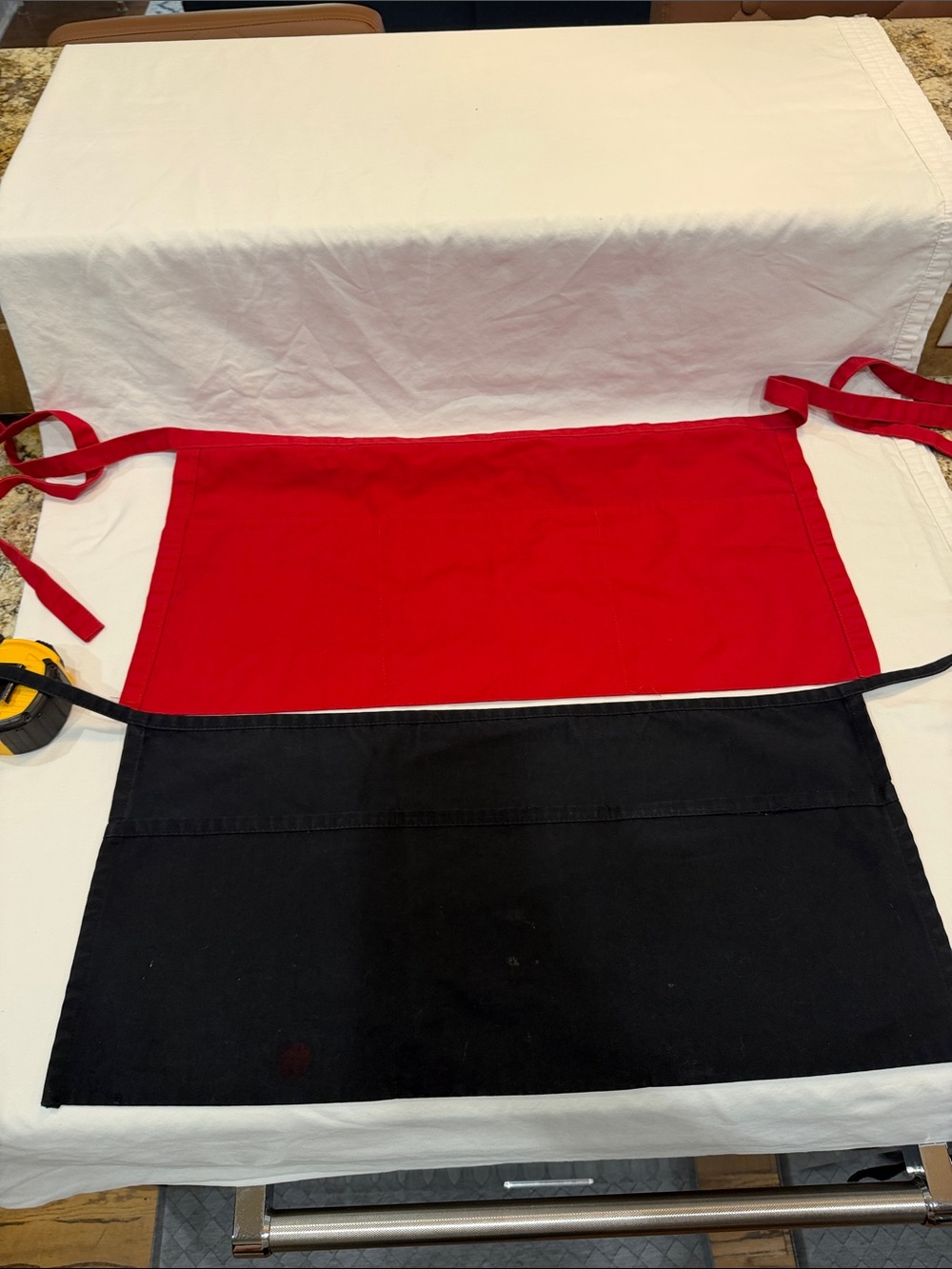 Kitchen Waist Apron With 3 Pockets Cook Clothing For Cafes set of 2